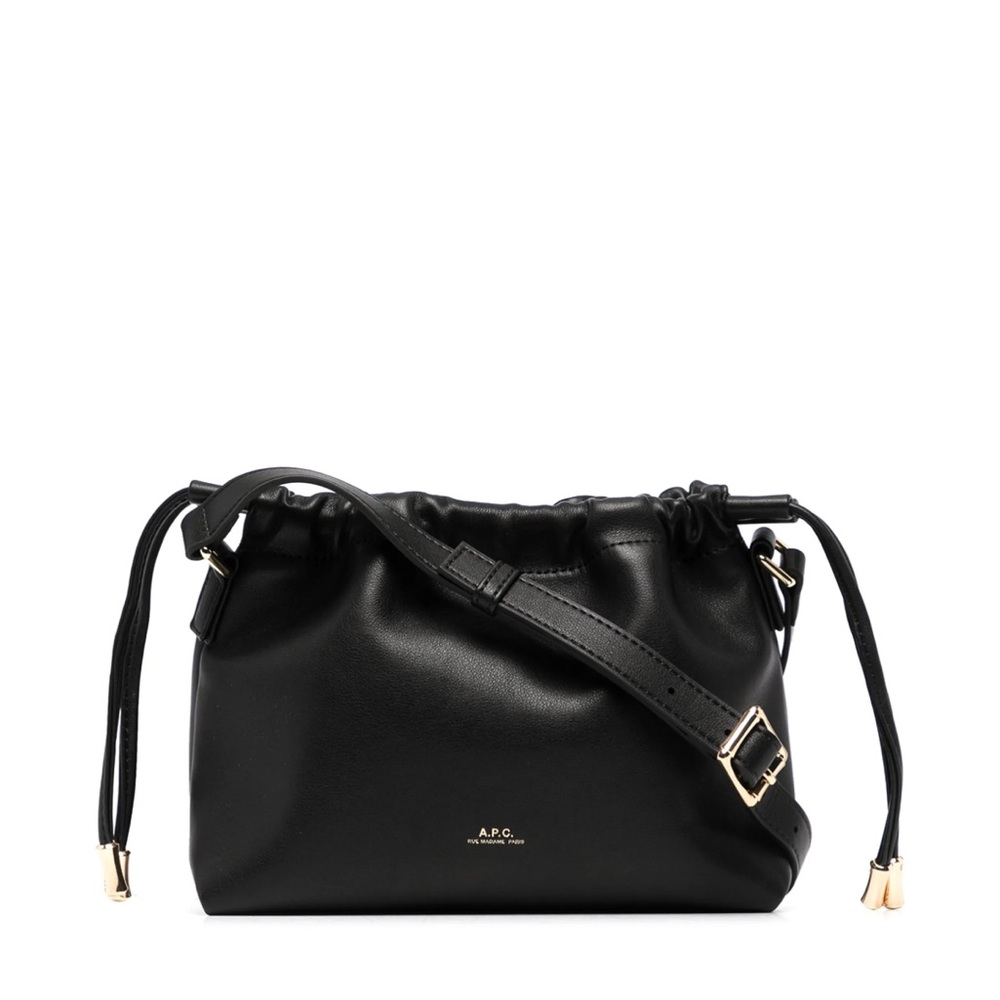 A.P.C. Ninon Black Crossbody Bag with Drawstring
